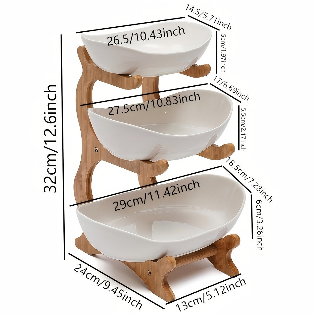 **Nordic-Style Three-Tier Extendable Fruit Tray | Creative Living Room Snack Stand, Adjustable Height, Anti-Slip Expandable Display Tray**(Green) - Image 4