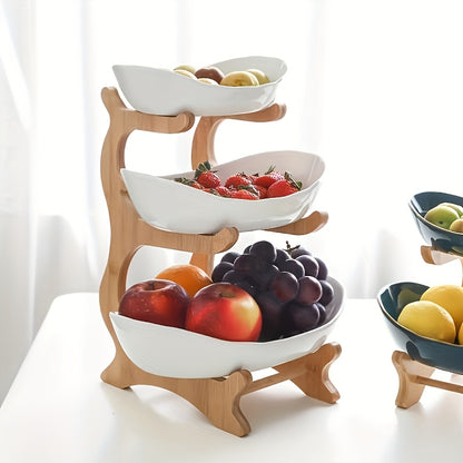 **Nordic-Style Two-Tier Extendable Fruit Tray | Creative Living Room Snack Stand, Adjustable Height, Anti-Slip Expandable Display Tray**(White) - Image 4
