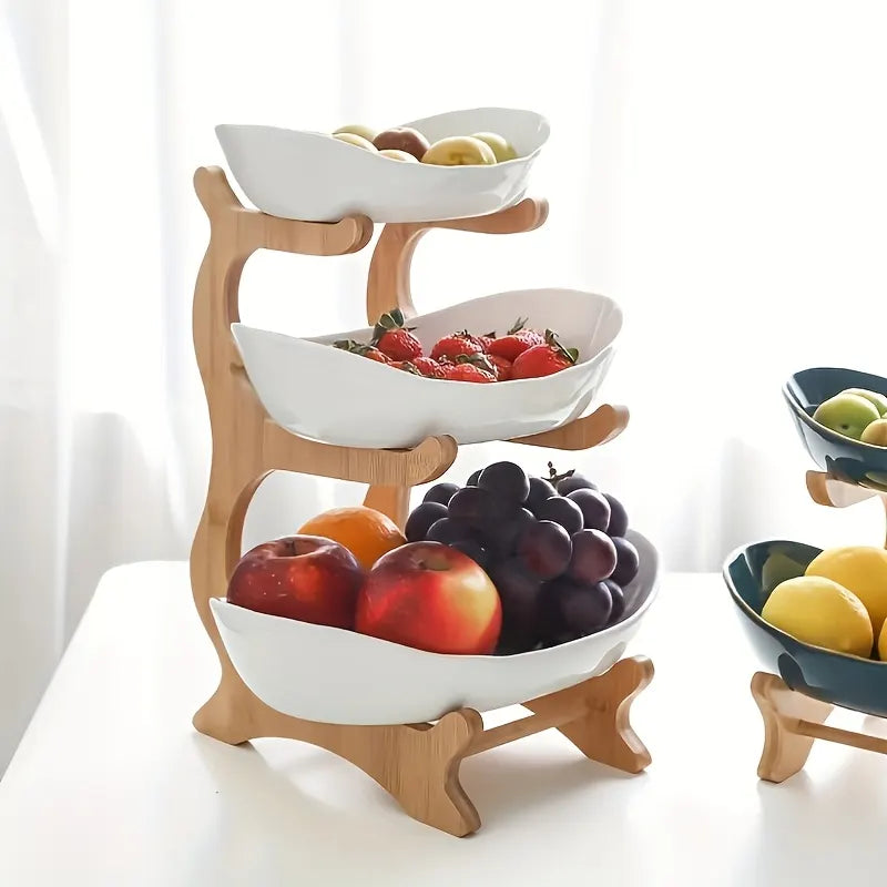 **Nordic-Style Two-Tier Extendable Fruit Tray | Creative Living Room Snack Stand, Adjustable Height, Anti-Slip Expandable Display Tray**(White) - Image 4