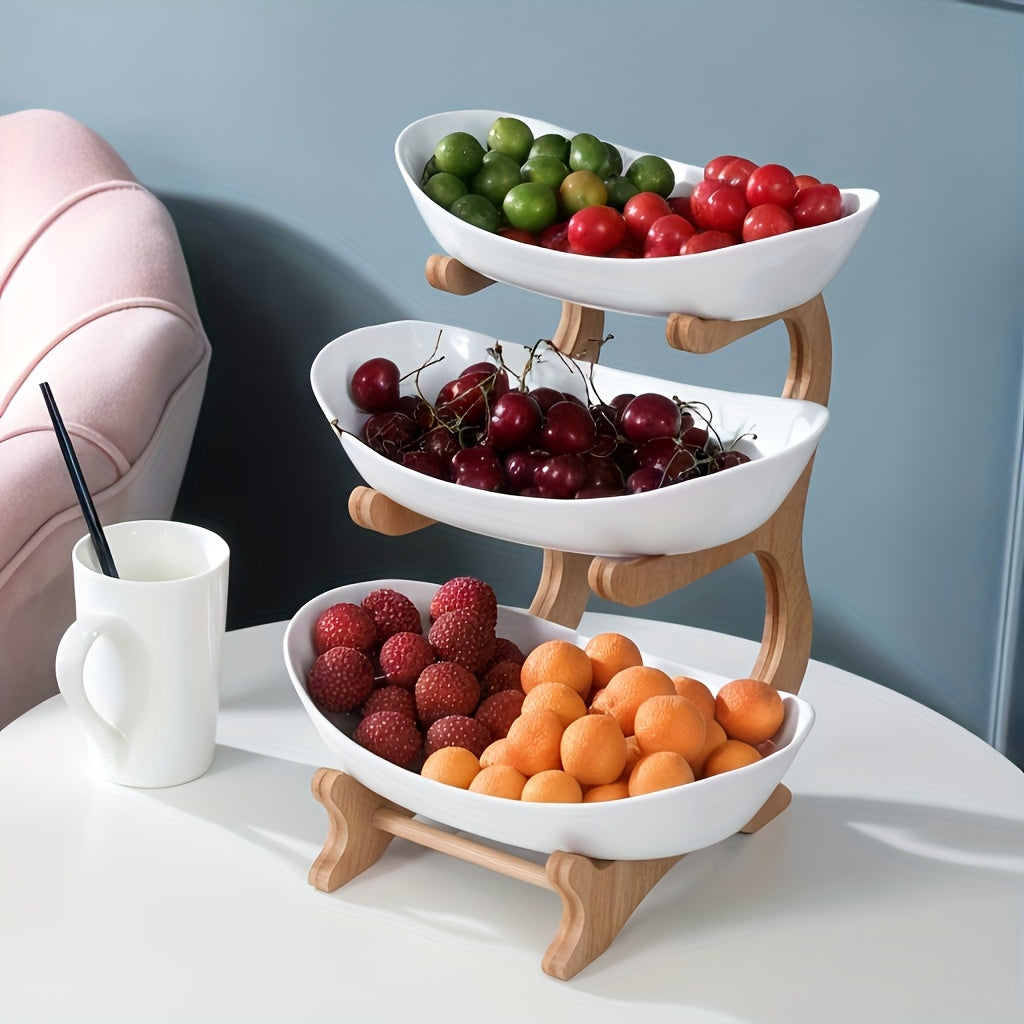 **Nordic-Style Two-Tier Extendable Fruit Tray | Creative Living Room Snack Stand, Adjustable Height, Anti-Slip Expandable Display Tray**(White) - Image 7
