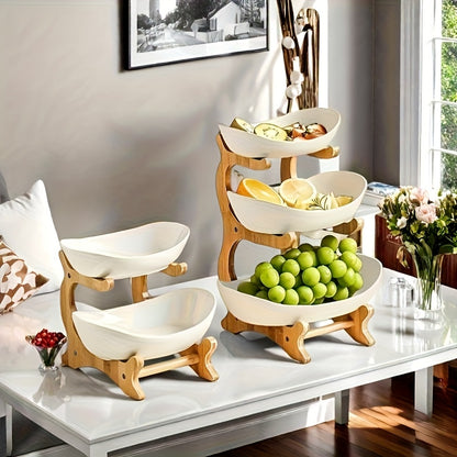**Nordic-Style Two-Tier Extendable Fruit Tray | Creative Living Room Snack Stand, Adjustable Height, Anti-Slip Expandable Display Tray**(Green) - Image 8