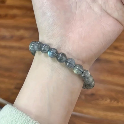 Natural Labradorite Bracelet - Handmade Bohemian-style Jewelry, Featuring Iridescent Stone with 8mm Beads, for Chakra and Positivity - A Labradorite Gemstone Gift Suitable for Both Men and Women, Perfect for All Seasons - Image 2
