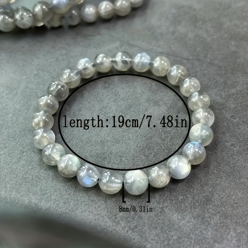 Natural Labradorite Bracelet - Handmade Bohemian-style Jewelry, Featuring Iridescent Stone with 8mm Beads, for Chakra and Positivity - A Labradorite Gemstone Gift Suitable for Both Men and Women, Perfect for All Seasons - Image 4