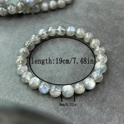 Natural Labradorite Bracelet - Handmade Bohemian-style Jewelry, Featuring Iridescent Stone with 8mm Beads, for Chakra and Positivity - A Labradorite Gemstone Gift Suitable for Both Men and Women, Perfect for All Seasons - Image 4