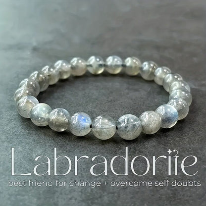 Natural Labradorite Bracelet - Handmade Bohemian-style Jewelry, Featuring Iridescent Stone with 8mm Beads, for Chakra and Positivity - A Labradorite Gemstone Gift Suitable for Both Men and Women, Perfect for All Seasons - Image 5