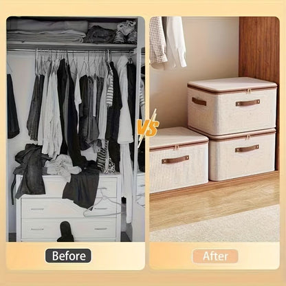 15L Double Zipper Storage Box with Faux Leather Handles | Large Capacity Lidded Basket, Perfect for Storing Clothes, Bedding, and Moving — Ideal for Bedrooms, Dorms, Studies, Wardrobes, Laundry Baskets, Shelf Bins, and Storage Racks. - Image 5
