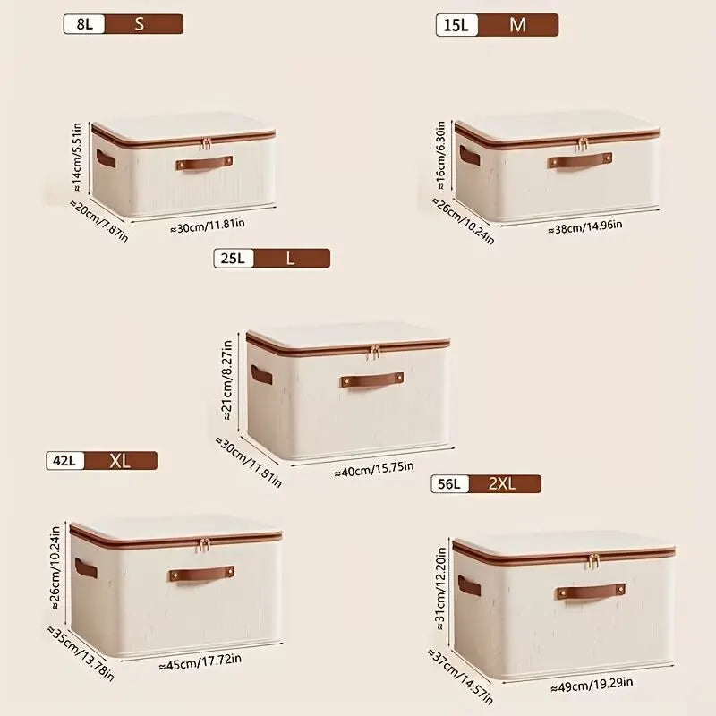 15L Double Zipper Storage Box with Faux Leather Handles | Large Capacity Lidded Basket, Perfect for Storing Clothes, Bedding, and Moving — Ideal for Bedrooms, Dorms, Studies, Wardrobes, Laundry Baskets, Shelf Bins, and Storage Racks. - Image 6