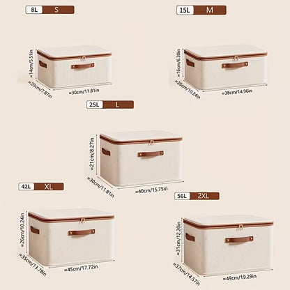 42L Double Zipper Storage Box with Faux Leather Handles | Large Capacity Lidded Basket, Perfect for Storing Clothes, Bedding, and Moving — Ideal for Bedrooms, Dorms, Studies, Wardrobes, Laundry Baskets, Shelf Bins, and Storage Racks. - Image 5