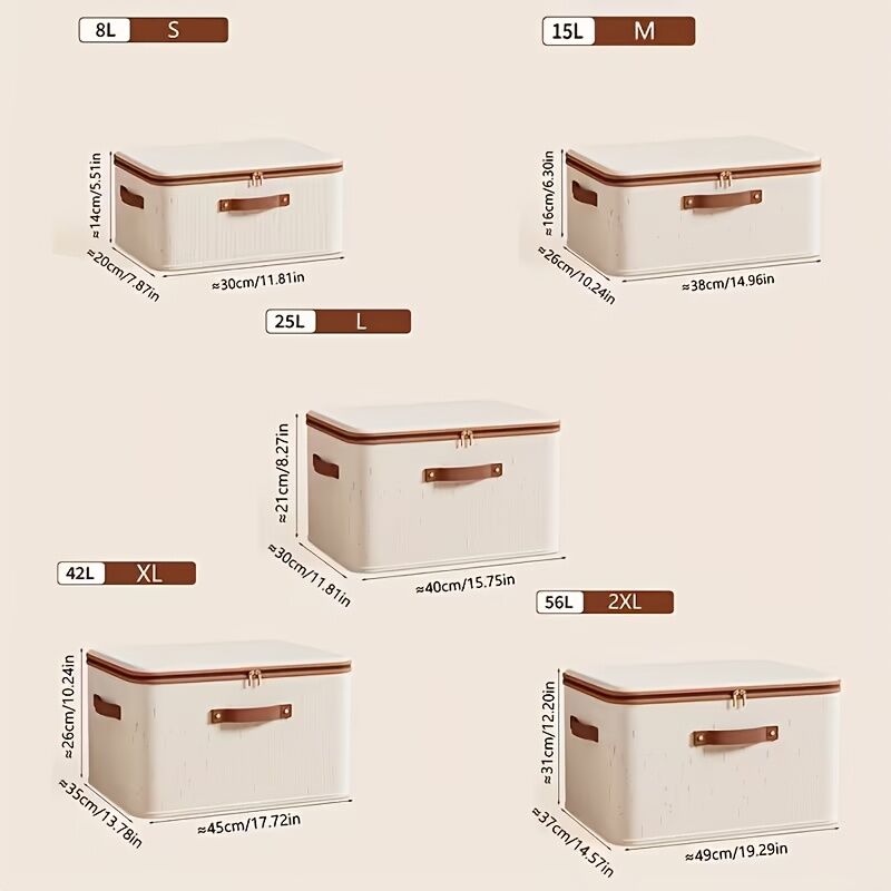 56L Double Zipper Storage Box with Faux Leather Handles | Large Capacity Lidded Basket, Perfect for Storing Clothes, Bedding, and Moving — Ideal for Bedrooms, Dorms, Studies, Wardrobes, Laundry Baskets, Shelf Bins, and Storage Racks. - Image 5
