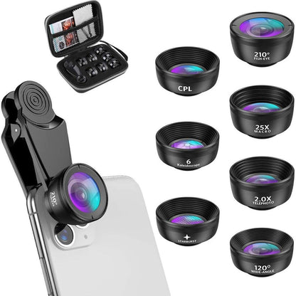 15-in-1 kit with multiple special effects functions, compatible with iPhone and Android smartphones. Includes: 198 fisheye, 0.63x wide angle, 15x macro, 2x telephoto, CPL polarizer, kaleidoscope lens, star filter, mist filter, radial filter - Image 3