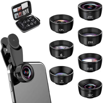 15-in-1 kit with multiple special effects functions, compatible with iPhone and Android smartphones. Includes: 198 fisheye, 0.63x wide angle, 15x macro, 2x telephoto, CPL polarizer, kaleidoscope lens, star filter, mist filter, radial filter - Image 4