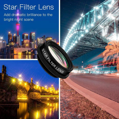 15-in-1 kit with multiple special effects functions, compatible with iPhone and Android smartphones. Includes: 198 fisheye, 0.63x wide angle, 15x macro, 2x telephoto, CPL polarizer, kaleidoscope lens, star filter, mist filter, radial filter - Image 6