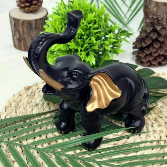 Vitality Corner — 1pc Lucky Fortune Elephant Decoration, Resin Statue Art Craft for Bookshelf Home Living Room Office Cafe Decor, Room Tabletop Display Entryway Ornament - Image 2