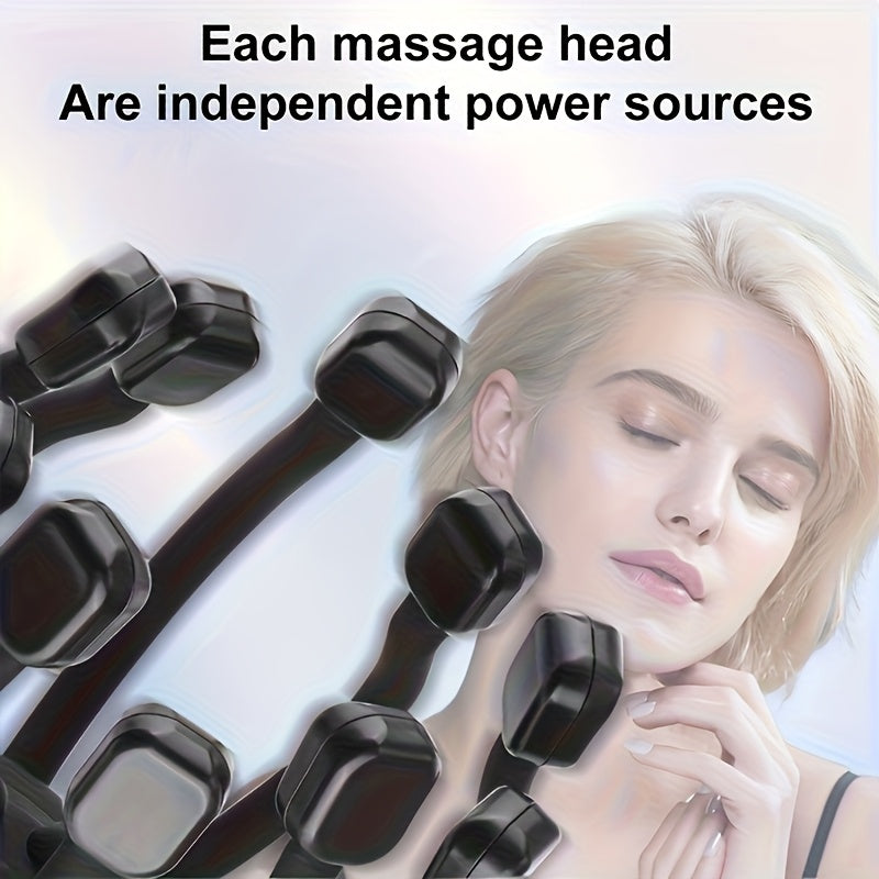 8-Claw Full-Coverage Smart Massager: Human-like Kneading, Immersive Head Relaxation BLACK - Image 4