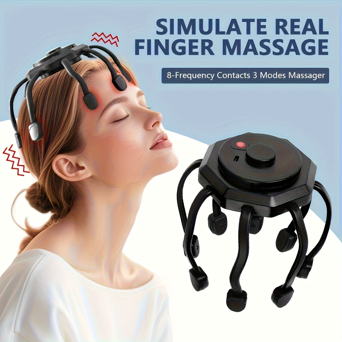 8-Claw Full-Coverage Smart Massager: Human-like Kneading, Immersive Head Relaxation BLACK - Image 6