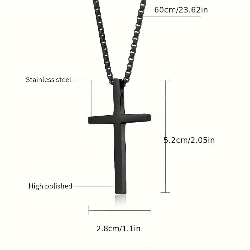 Titanium Steel Silver Men's Necklace, minimalist design, suitable for both men and women. Cross pendant style, religious-themed jewelry, showcasing unique faith and taste. Spiritual accessory, faith jewelry, minimalist design, contemporary jewelry, high-q - Image 2