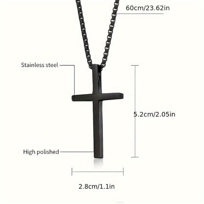 Titanium Steel Silver Men's Necklace, minimalist design, suitable for both men and women. Cross pendant style, religious-themed jewelry, showcasing unique faith and taste. Spiritual accessory, faith jewelry, minimalist design, contemporary jewelry, high-q - Image 2