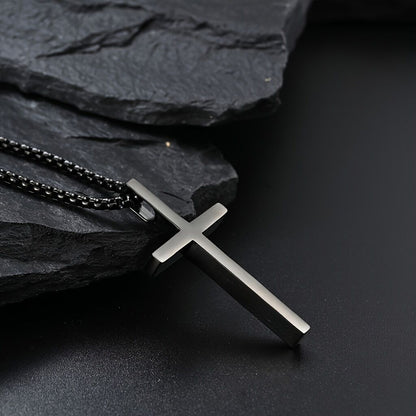 Titanium Steel Silver Men's Necklace, minimalist design, suitable for both men and women. Cross pendant style, religious-themed jewelry, showcasing unique faith and taste. Spiritual accessory, faith jewelry, minimalist design, contemporary jewelry, high-q - Image 5