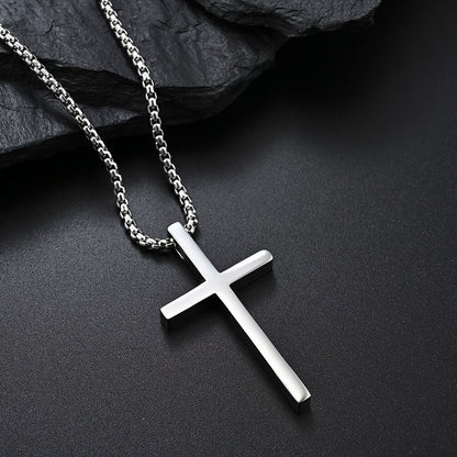Titanium Steel Silver Men's Necklace, minimalist design, suitable for both men and women. Cross pendant style, religious-themed jewelry, showcasing unique faith and taste. Spiritual accessory, faith jewelry, minimalist design, contemporary jewelry, high-q - Image 8