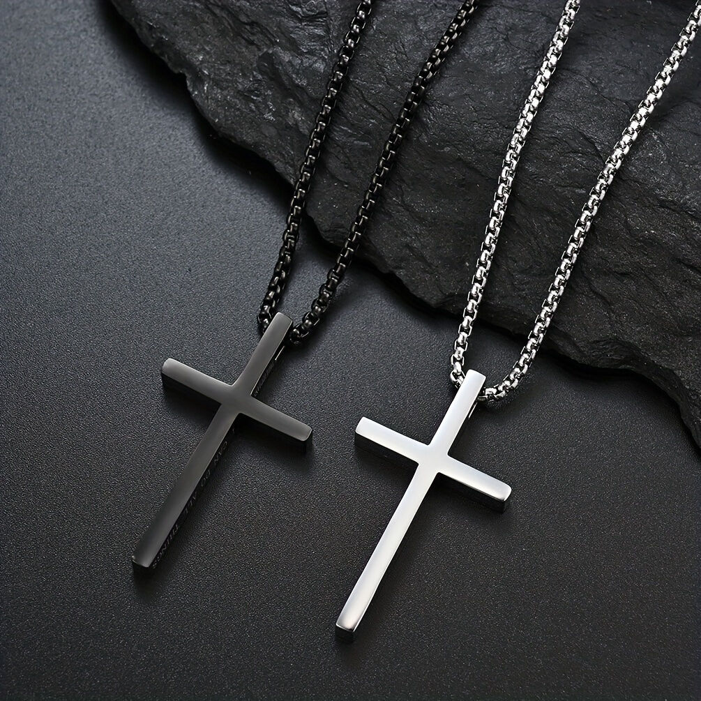 Titanium Steel Silver Men's Necklace, minimalist design, suitable for both men and women. Cross pendant style, religious-themed jewelry, showcasing unique faith and taste. Spiritual accessory, faith jewelry, minimalist design, contemporary jewelry, high-q - Image 9
