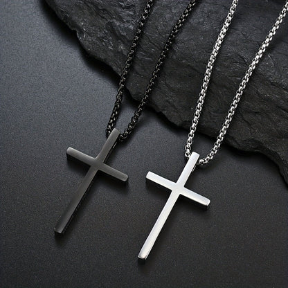Titanium Steel Silver Men's Necklace, minimalist design, suitable for both men and women. Cross pendant style, religious-themed jewelry, showcasing unique faith and taste. Spiritual accessory, faith jewelry, minimalist design, contemporary jewelry, high-q - Image 9