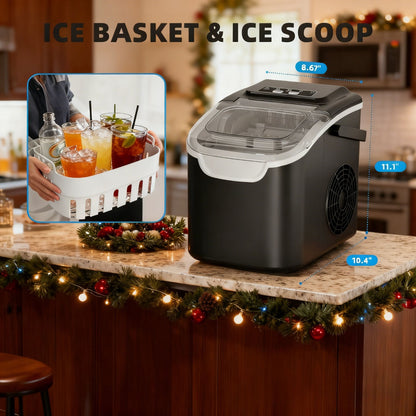 WHITE Desktop Ice Maker, Produces Ice in 6 Minutes with a Capacity of 26 Pounds, Energy-Saving 30% and Operating Noise Below 40 Decibels, Portable Ice Maker with Built-in Ice Basket, Suitable for Home and Camping. - Image 6
