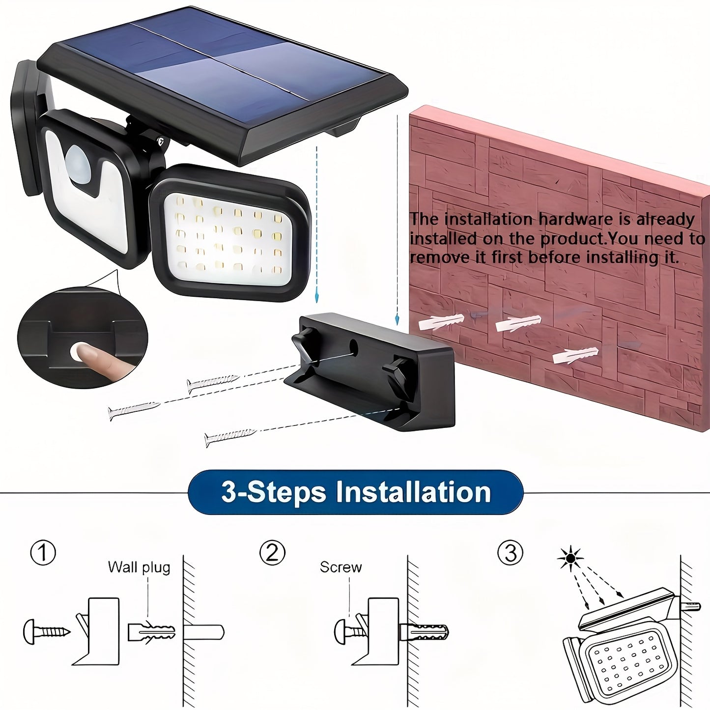 74 LED Solar Motion Sensor Light, 3 Brightness Modes Outdoor Wall Light, Suitable for Front Door, Yard, Garage, Patio - Image 2