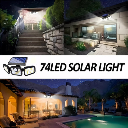 74 LED Solar Motion Sensor Light, 3 Brightness Modes Outdoor Wall Light, Suitable for Front Door, Yard, Garage, Patio - Image 4