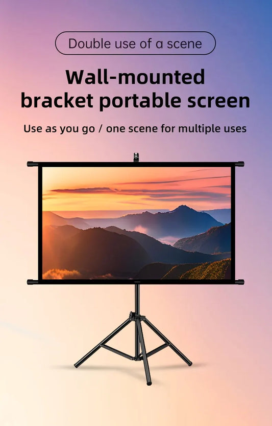 60in Portable and mobile projection screen with tripod stand, 16:9 HD format, suitable for home theater and indoor wall mounting. Made of polyester fabric, easy to set up and use. Ideal for office presentations and home entertainment, ready to use right o - Image 5
