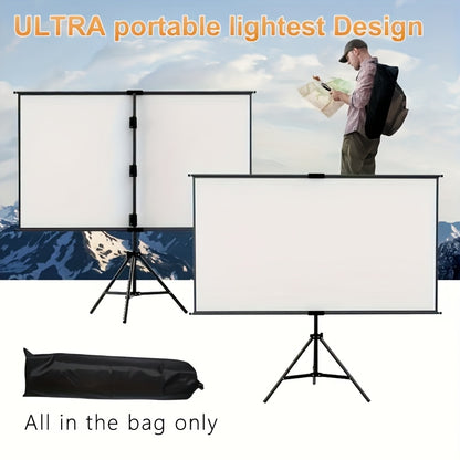 60in Portable and mobile projection screen with tripod stand, 16:9 HD format, suitable for home theater and indoor wall mounting. Made of polyester fabric, easy to set up and use. Ideal for office presentations and home entertainment, ready to use right o - Image 7