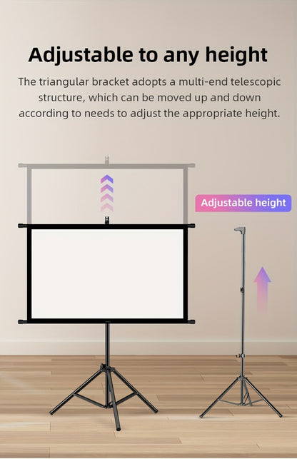 60in Portable and mobile projection screen with tripod stand, 16:9 HD format, suitable for home theater and indoor wall mounting. Made of polyester fabric, easy to set up and use. Ideal for office presentations and home entertainment, ready to use right o - Image 8