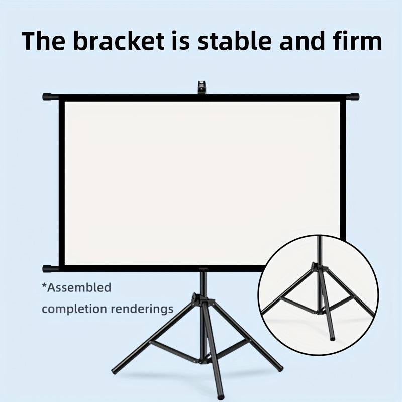 72in Portable and mobile projection screen with tripod stand, 16:9 HD format, suitable for home theater and indoor wall mounting. Made of polyester fabric, easy to set up and use. Ideal for office presentations and home entertainment, ready to use right o - Image 2