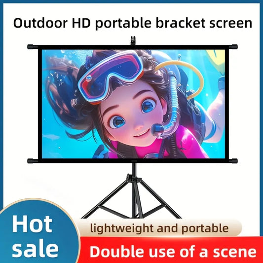72in Portable and mobile projection screen with tripod stand, 16:9 HD format, suitable for home theater and indoor wall mounting. Made of polyester fabric, easy to set up and use. Ideal for office presentations and home entertainment, ready to use right o - Image 9