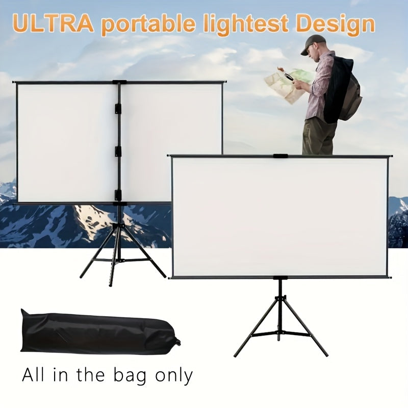 84inPortable and mobile projection screen with tripod stand, 16:9 HD format, suitable for home theater and indoor wall mounting. Made of polyester fabric, easy to set up and use. Ideal for office presentations and home entertainment, ready to use right ou - Image 4
