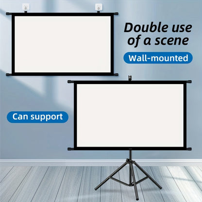 100in Portable and mobile projection screen with tripod stand, 16:9 HD format, suitable for home theater and indoor wall mounting. Made of polyester fabric, easy to set up and use. Ideal for office presentations and home entertainment, ready to use right  - Image 4