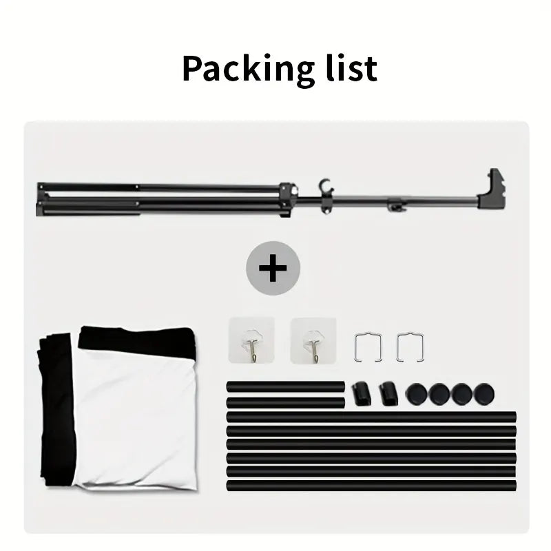 120in Portable and mobile projection screen with tripod stand, 16:9 HD format, suitable for home theater and indoor wall mounting. Made of polyester fabric, easy to set up and use. Ideal for office presentations and home entertainment, ready to use right  - Image 8