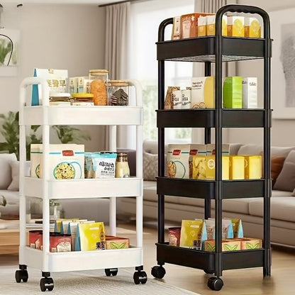 Five-Tier Rolling Cosmetics Storage Rack - Made of durable plastic, equipped with 360-degree swivel casters, strong load-bearing capacity - Suitable for bathroom, bedroom, kitchen, and home storage | White - Image 8