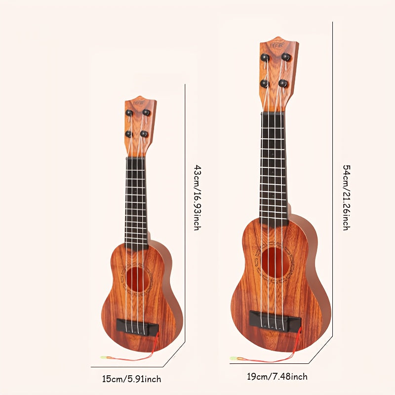 Acacia wood 17-inch Playable Ukulele Mini Guitar, lightweight and portable. Features comfortable nylon strings, includes a pick, and has open-style tuning pegs for precise tuning. Suitable for beginners and music enthusiasts, a popular gift choice for hol - Image 6