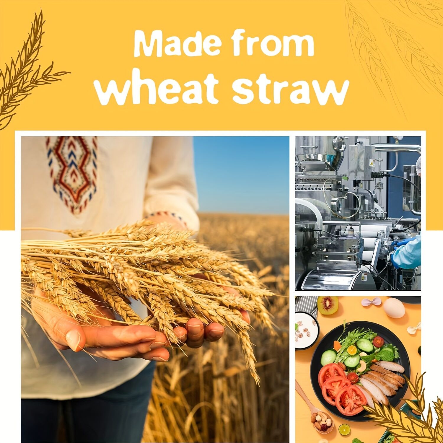 Eco-Friendly Wheat Straw Dinnerware: Stackable Design with Natural Texture, Illuminating the Sustainable Aesthetics of Every Meal - Image 6