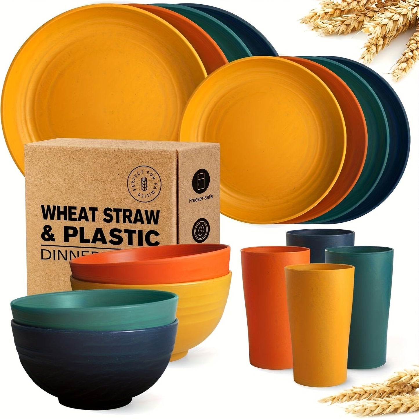 32件Eco-Friendly Wheat Straw Dinnerware: Stackable Design with Natural Texture, Illuminating the Sustainable Aesthetics of Every Meal - Image 5