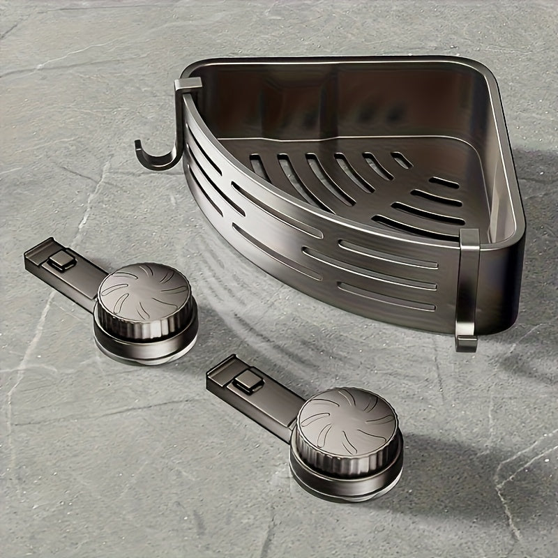 Space-Saving Suction Cup Bathroom Storage Rack | No Drilling Required, Strong Triangular Storage Shelf with Hooks, Suitable for Shower and Bathroom Walls/Tiles, Multi-Functional Organizer, All-Season Use, Bathroom Organization, Bathroom Accessories - Image 4