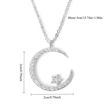 GOLD"Crescent and Stars" Crystal Necklace: Weaving the Galaxy into a Chain, Crafting a Flowing Dazzling Starry Sky Around Your Neck - Image 4