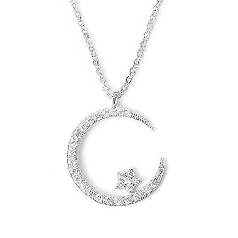 GOLD"Crescent and Stars" Crystal Necklace: Weaving the Galaxy into a Chain, Crafting a Flowing Dazzling Starry Sky Around Your Neck - Image 5