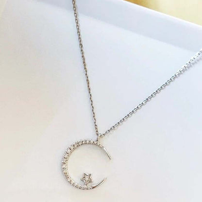 GOLD"Crescent and Stars" Crystal Necklace: Weaving the Galaxy into a Chain, Crafting a Flowing Dazzling Starry Sky Around Your Neck - Image 6