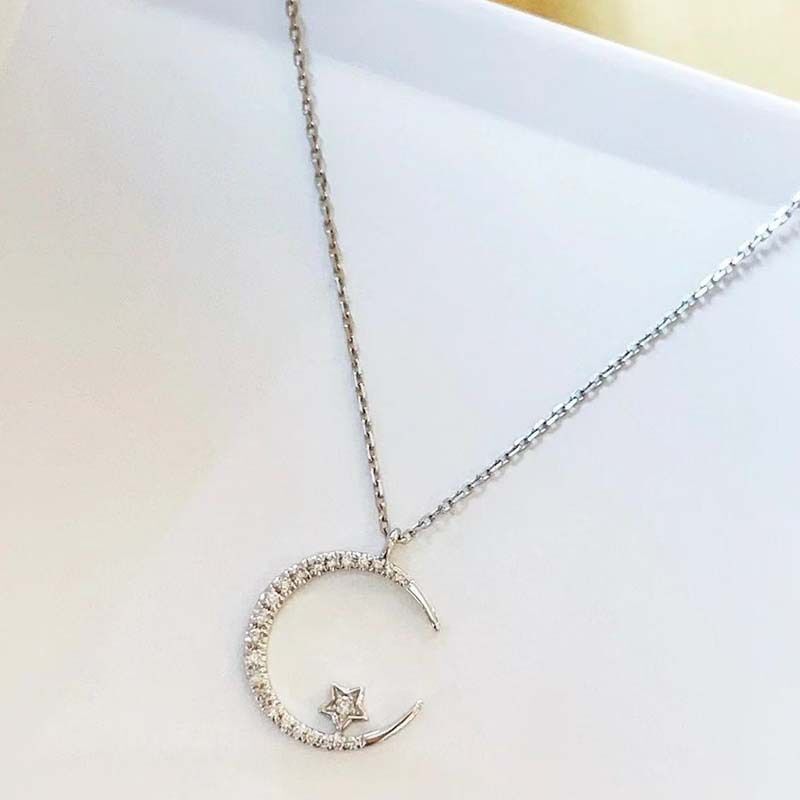 GOLD"Crescent and Stars" Crystal Necklace: Weaving the Galaxy into a Chain, Crafting a Flowing Dazzling Starry Sky Around Your Neck - Image 8