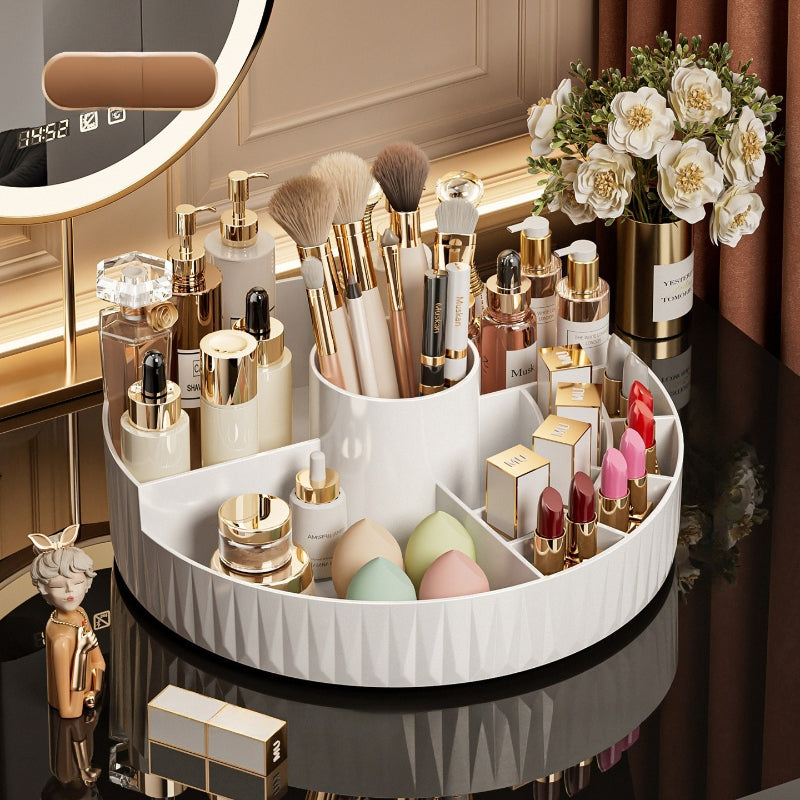 Rotatable Luxury Cosmetic Organizer Desk Large Capacity Skincare Storage Shelf Vanity Tidy Tray Cosmetic Storage Box（black） - Image 2