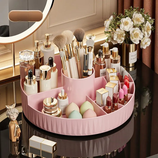 Rotatable Luxury Cosmetic Organizer Desk Large Capacity Skincare Storage Shelf Vanity Tidy Tray Cosmetic Storage Box（black） - Image 3