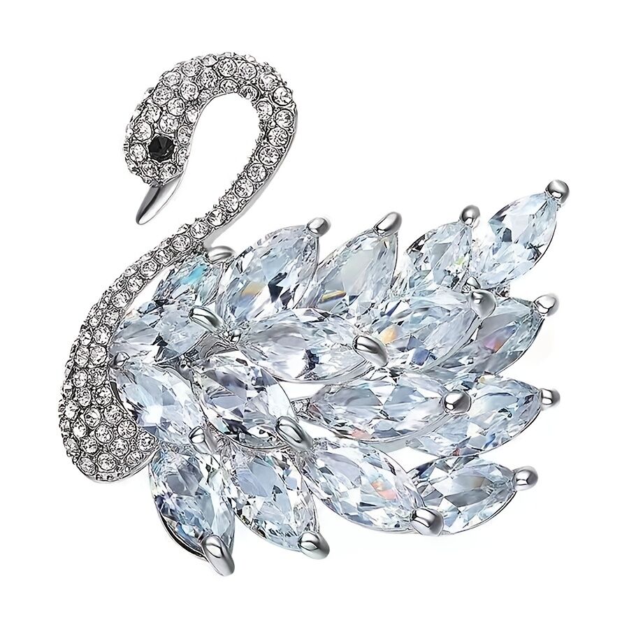 Purple  Crystal Swan Brooch with Premium Appeal – Secure Button Pin for Women, Dedicated Elegant Brooch, Stylish High-End Accessory Exquisitely Matched for Suits - Image 6