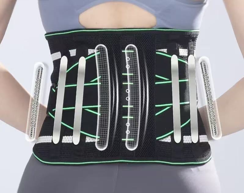 Lumbar Support Belt, featuring 8X Enhanced Lumbar Support, designed with a 3D massage pad, unisex back support strap, breathable and adjustable shoulder straps, available in green.（Size S） - Image 4