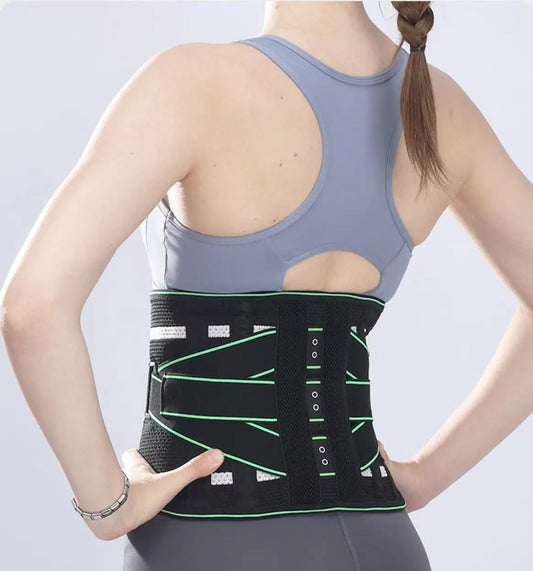 Lumbar Support Belt, featuring 8X Enhanced Lumbar Support, designed with a 3D massage pad, unisex back support strap, breathable and adjustable shoulder straps, available in green.（Size M） - Image 2